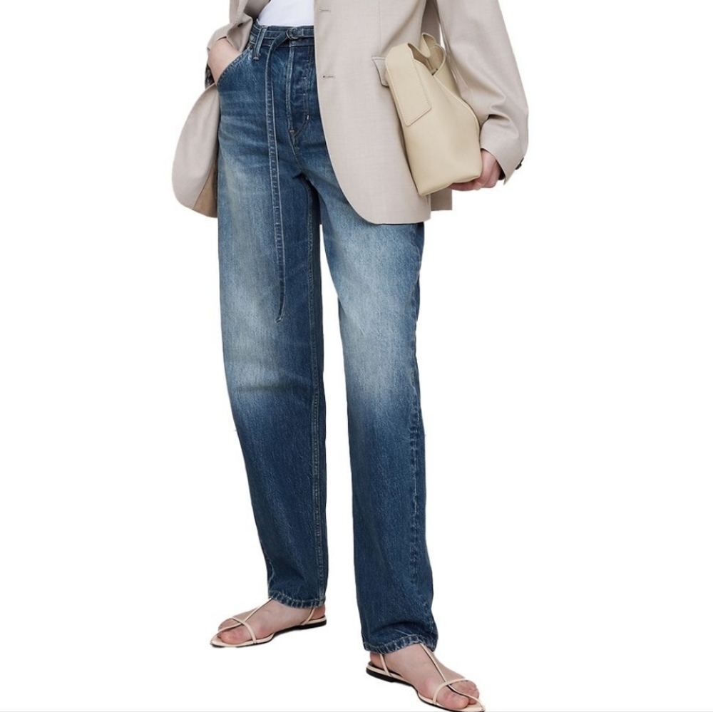 Banana Republic Barrel Jeans High-Rise Rigid Bow 100% Cotton Blue Size 27 - Picture 14 of 14
